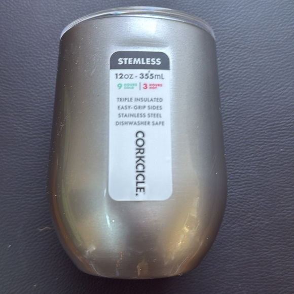 NEW CORKCICLE Stemless travel cup 12 oz Silver - Picture 2 of 6